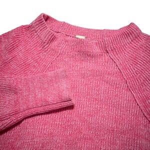 Free People Too Good Pink Marled Knit Mock Neck Sweater Pullover Long Sleeve Sm